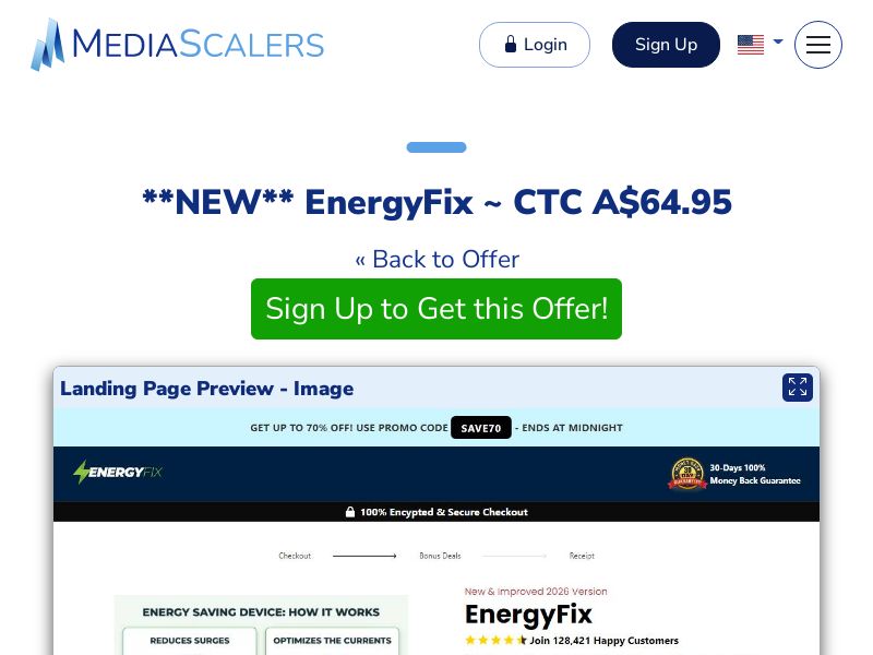 EnergyFix ~ CTC A$64.95 {+DTC, Advertorial} (Event Tracking) [AU]