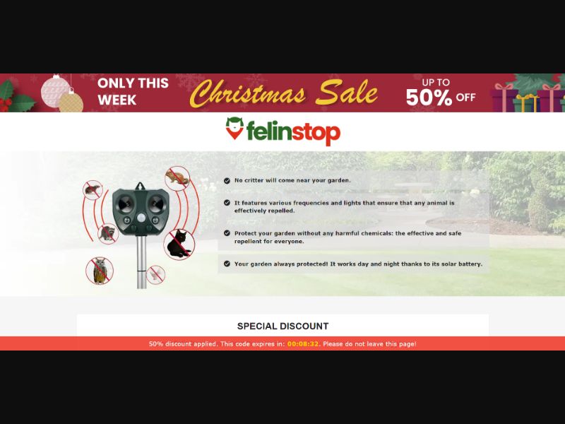 [WEB+MOB] Qinux FelinStop – Animal Repellent /International (112 GEOs) CPS *FB/TT/Google/Taboola Pixel*