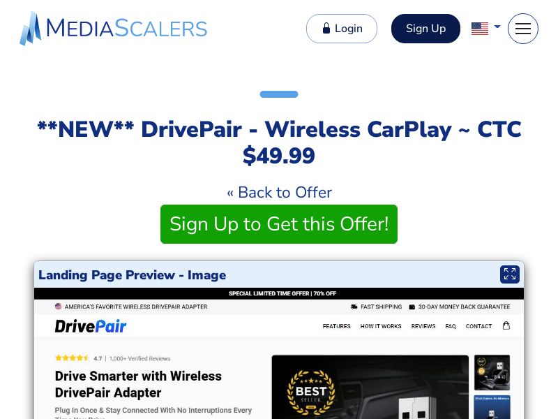 DrivePair - Wireless CarPlay ~ CTC $49.99 {+Alt-Landers, DTC} (Event Tracking) [US, DE, CA, AU, UK, FR, IL, +229 More]