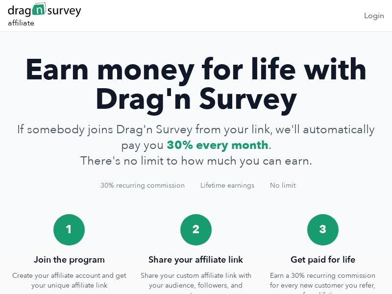 Drag'n Survey Affiliate Program (Recurring) - 30% RevShare