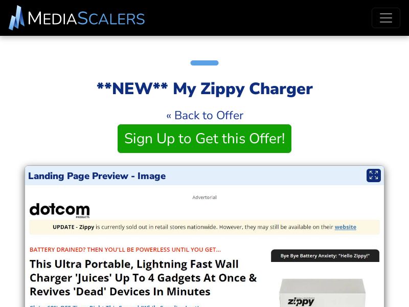 My Zippy Charger {+DTC, Advertorial, Alt-Landers} [US, CA, AU, UK]