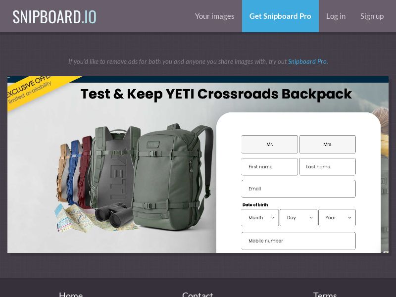 ConsumersConnect - Test&Keep YETI Backpack US - SOI