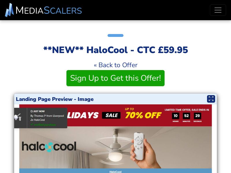 HaloCool - CTC £59.95 {+DTC, Alt-Landers, Advertorial} (Event Tracking) [UK]