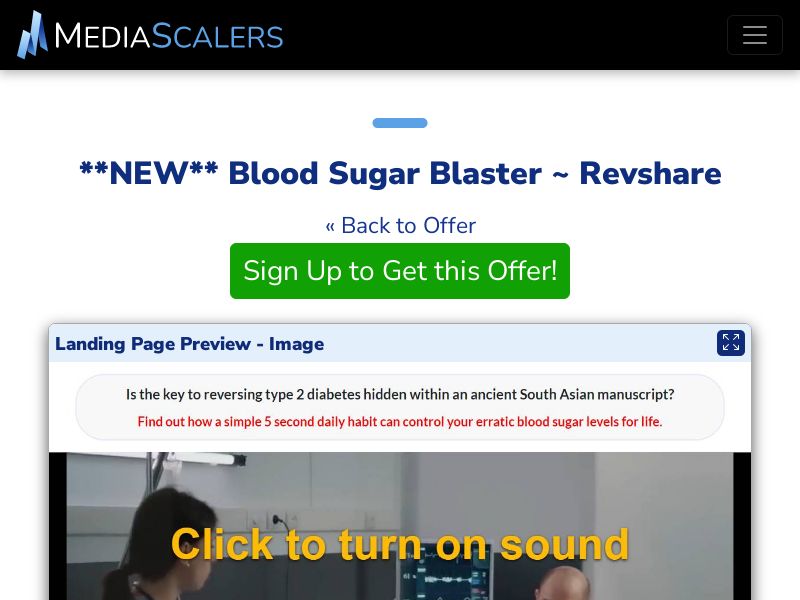 Blood Sugar Blaster ~ Revshare {+DTC, TSL, VSL} [US, DE, CA, AU, UK, FR, IL, +238 More]