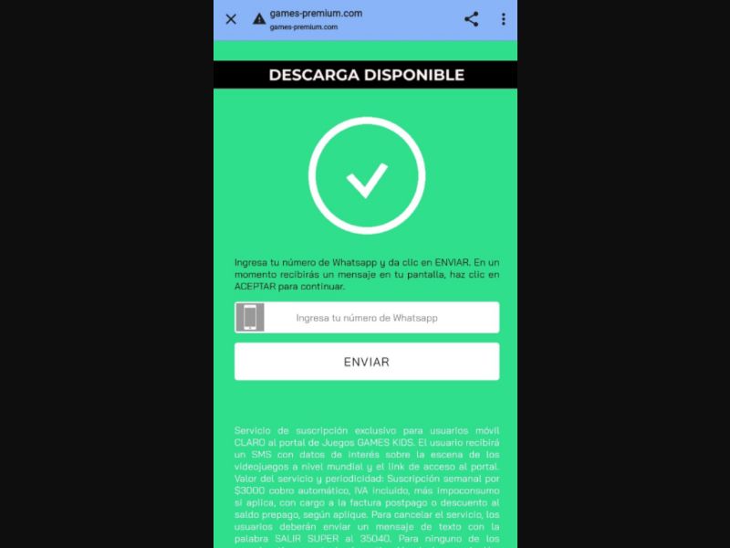 [MOB] premium games /CO [Claro] - 2 clicks