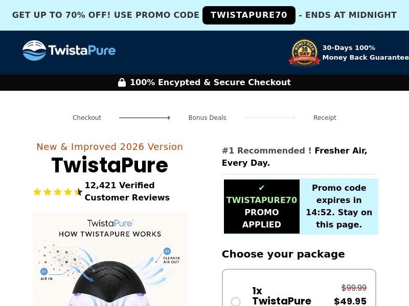 ! NEW OFFER - TwistaPure Air Purifier - DTC [US,UK,AU] (Social,Banner,Native,Push,SEO,Search,Brand Bidding) - CPA