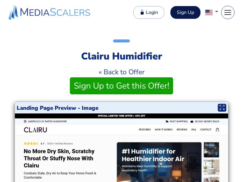 Clairu Humidifier {+Advertorial, DTC, Alt-Landers} (Event Tracking) [US, DE, CA, AU, UK, FR, IL, +232 More]