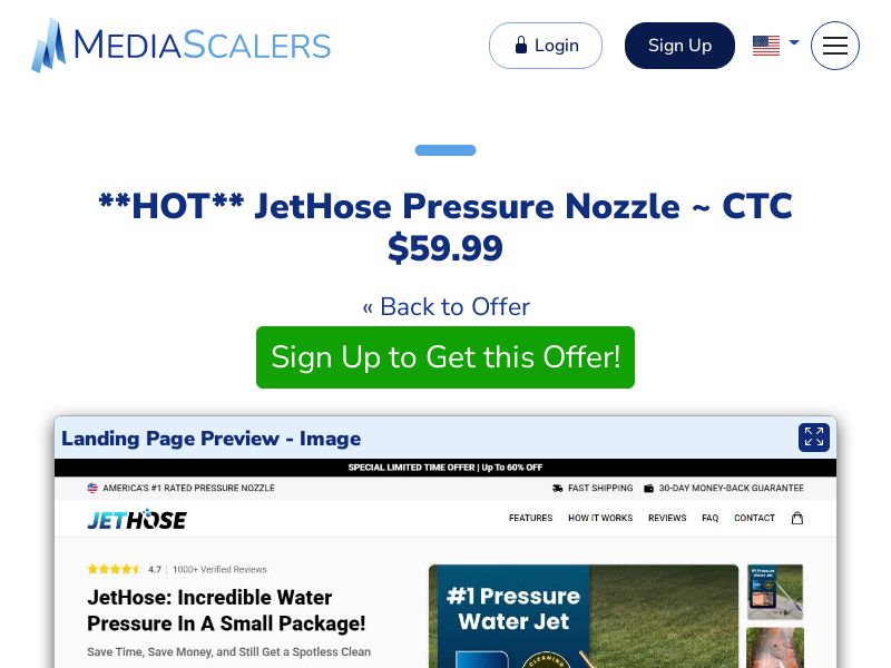 JetHose Pressure Nozzle ~ CTC $59.99 {+Advertorial, DTC, Alt-Landers} (Event Tracking) [US, DE, CA, AU, UK, FR, IL, +232 More]