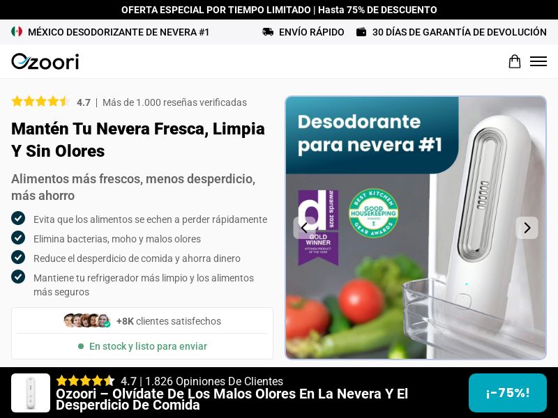 Ozoori Fridge Deodoriser [LATAM] (Social,Banner,Native,Push,SEO,Search,Brand Bidding) - CPA