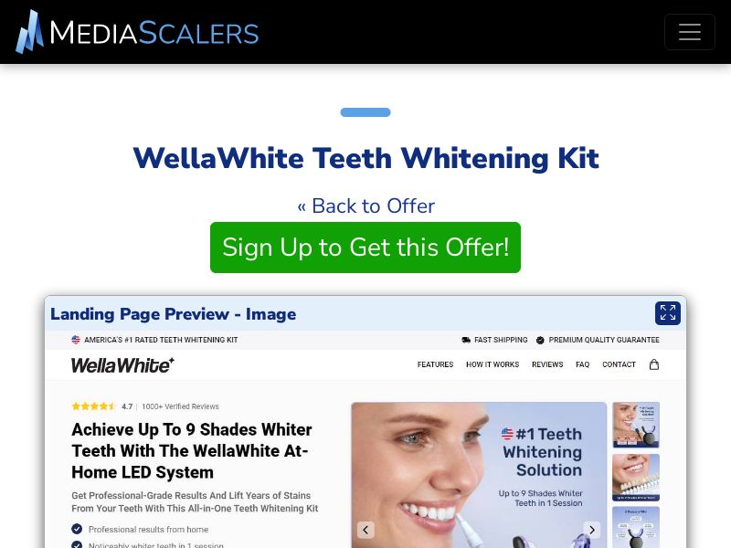 WellaWhite Teeth Whitening Kit {+Advertorial, DTC, Alt-Landers} [US, DE, CA, AU, UK, FR, IL, +232 More]