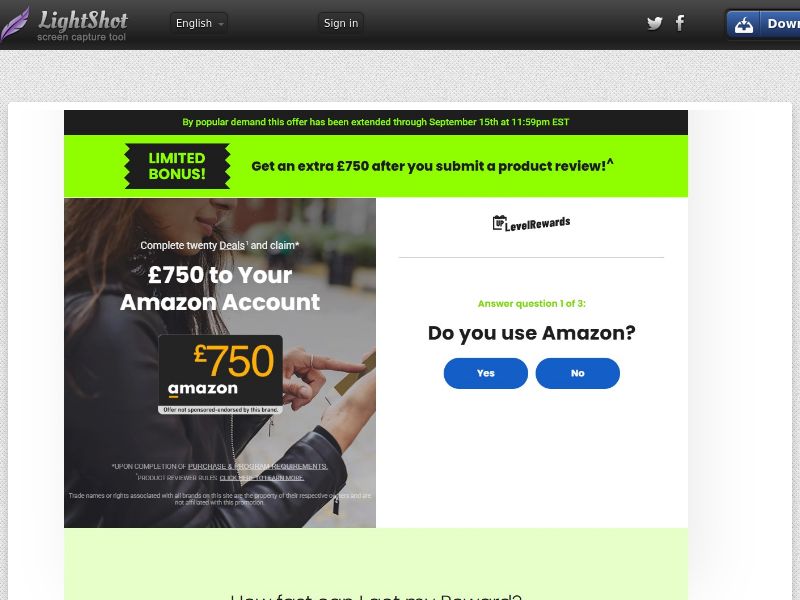 Rewards UK - Limited Time - Amazon Bonus £750 - CPL | UK