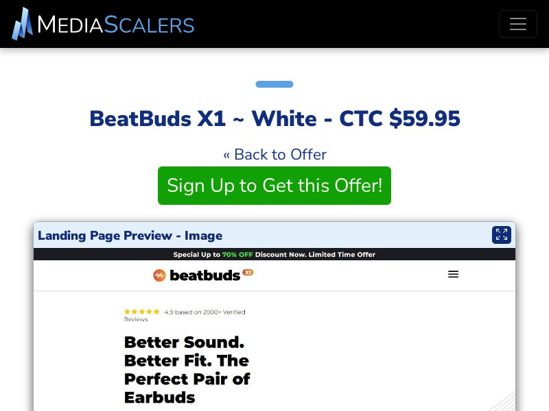 BeatBuds X1 ~ White - CTC $59.95 {+DTC, Alt-Landers} (Event Tracking) [US]