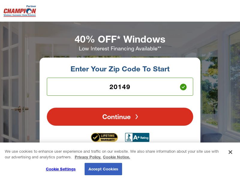 Champion Window Quotes - US - Zip Targeted - (Proof Needed)