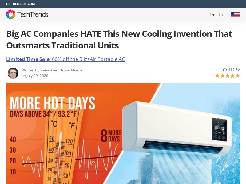 ! NEW OFFER - BlizzAir Portable AC - Advertorial [INTL] (Social,Banner,Native,Push,SEO,Search,Brand Bidding) - CPA