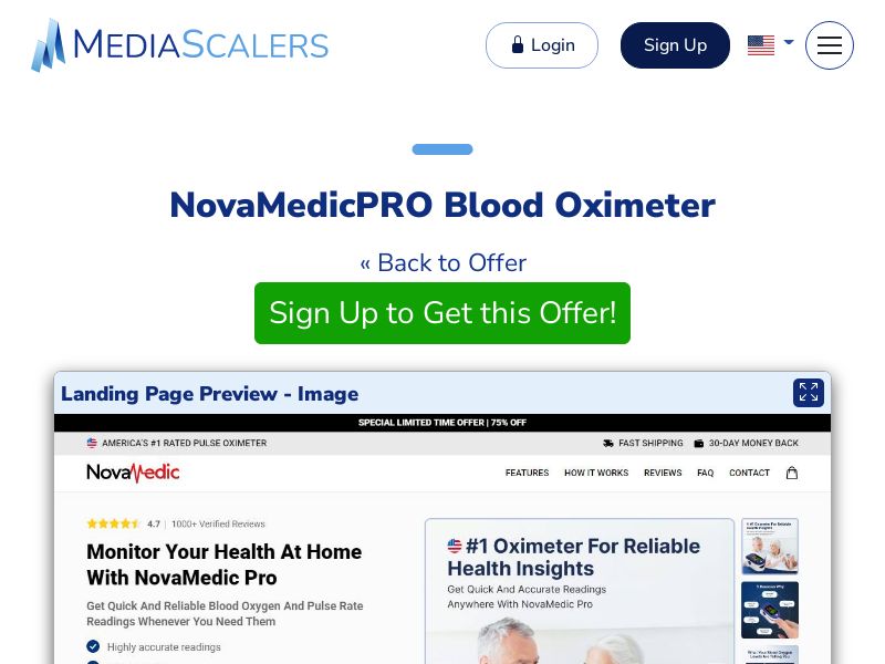 NovaMedicPRO Blood Oximeter {+Advertorial, DTC, Alt-Landers} (Event Tracking) [US, DE, CA, AU, UK, FR, IL, +232 More]