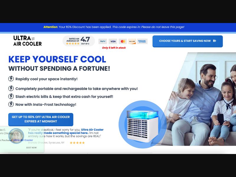 [WEB+MOB] Ultra Air Cooler - CTC $80.99 (10% Discount) /US/CA CPS *FB Pixel*