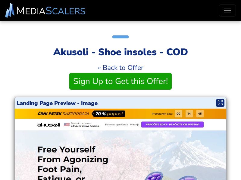 Akusoli - Shoe insoles - COD {+Advertorial, DTC} (Event Tracking) [CZ, HU, HR, SK, SI]