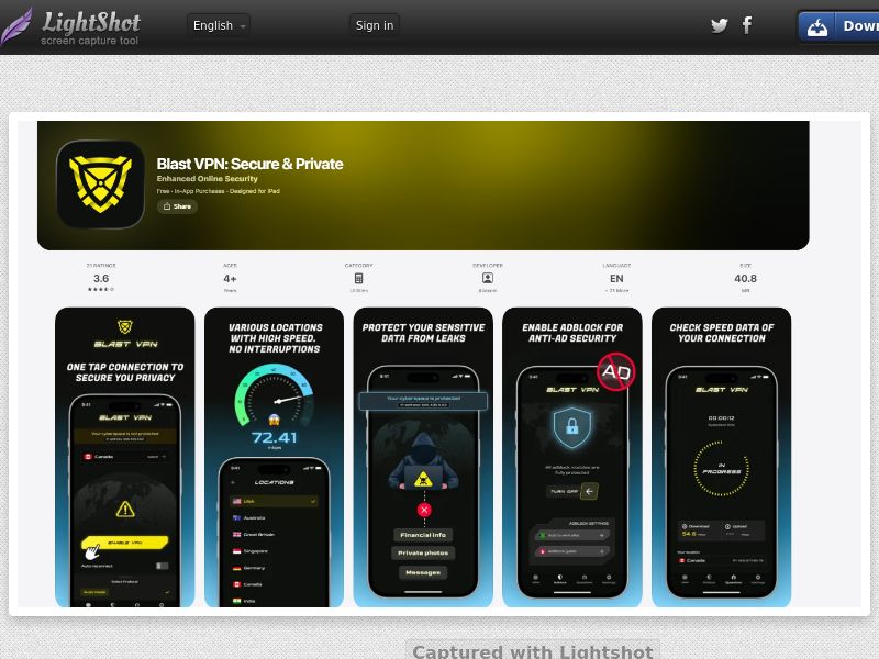 Blast VPN (AU, SA, US, BH, NZ, GB, CA, OM, QA)