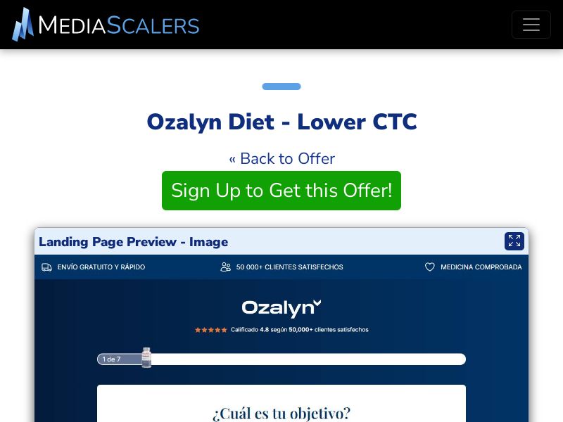 Ozalyn Diet - Lower CTC (Event Tracking) [ES]