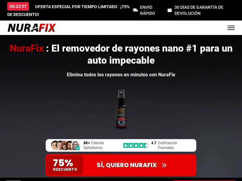 ! NEW OFFER - NuraFix Nano Car Spray [LATAM] (Social,Banner,Native,Push,SEO,Search,Brand Bidding) - CPA