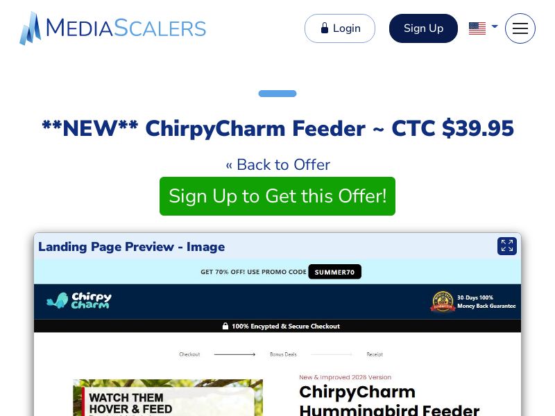 ChirpyCharm Feeder ~ CTC $39.95 {+DTC} (Event Tracking) [US]