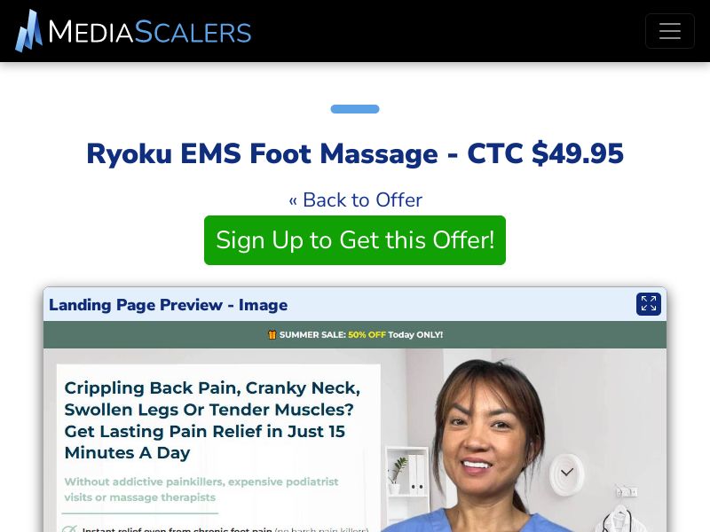 Ryoku EMS Foot Massage - CTC $49.95 {+Advertorial, DTC, Alt-Landers} (Event Tracking) [US]