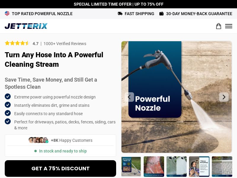 Jetterix Pressure Nozzle - Product Page [INTL] (Social,Banner,Native,Push,SEO,Search,Brand Bidding) - CPA 