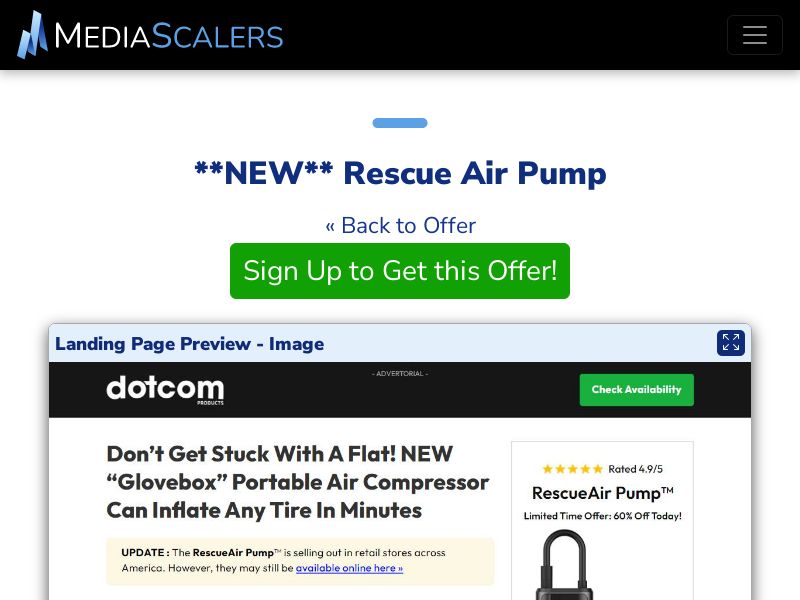 Rescue Air Pump {+DTC, Advertorial, Alt-Landers} [US, CA, AU, UK]