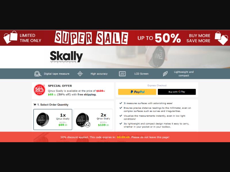 [WEB+MOB] Qinux Skally – Digital Tape Measure /International (112 GEOs) CPS *FB/TT/Google/Taboola Pixel*