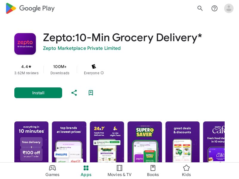 Zepto Android Mobile CPFT - India