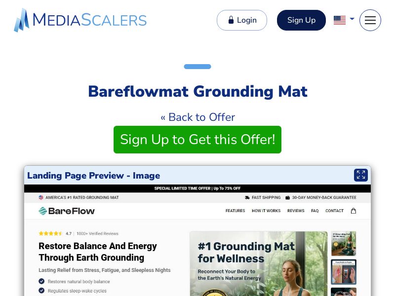 Bareflowmat Grounding Mat {+Advertorial, DTC, Alt-Landers} (Event Tracking) [US, DE, CA, AU, UK, FR, IL, +232 More]