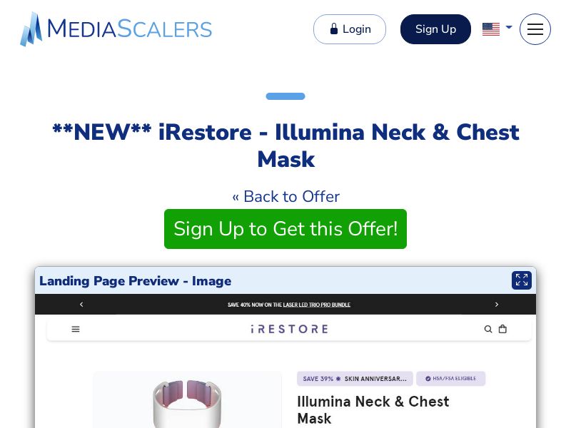 iRestore - Illumina Neck & Chest Mask (Event Tracking) [US, DE, CA, AU, GB, FR, ZA, +70 More]