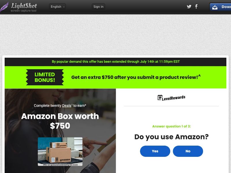 Up Level Rewards - Product Reviewer Amazon Bonus $750 - SOI | US