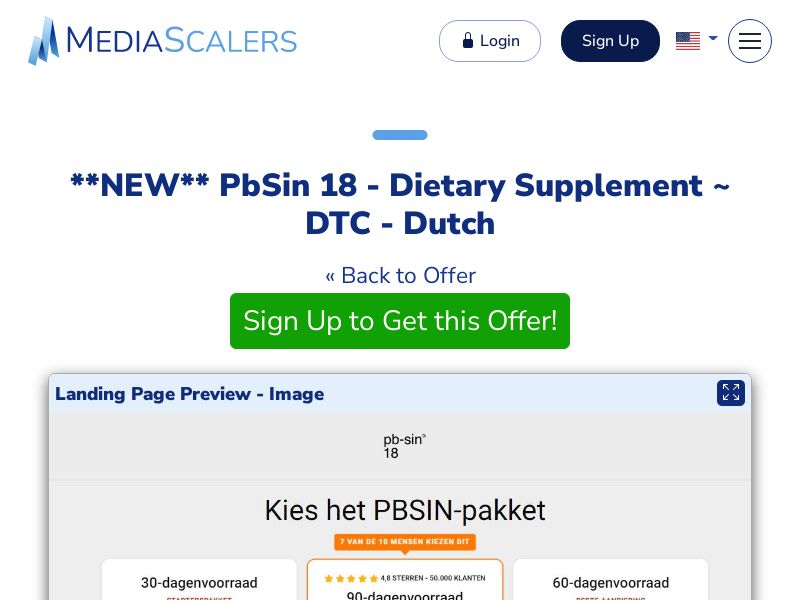 PbSin 18 - Dietary Supplement ~ DTC - Dutch [BE]