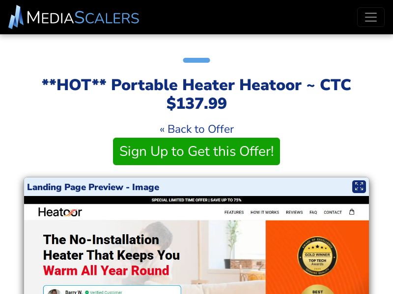 Portable Heater Heatoor ~ CTC $137.99 {+Advertorial, DTC, Alt-Landers} [US, DE, CA, AU, UK, FR, IL, +232 More]