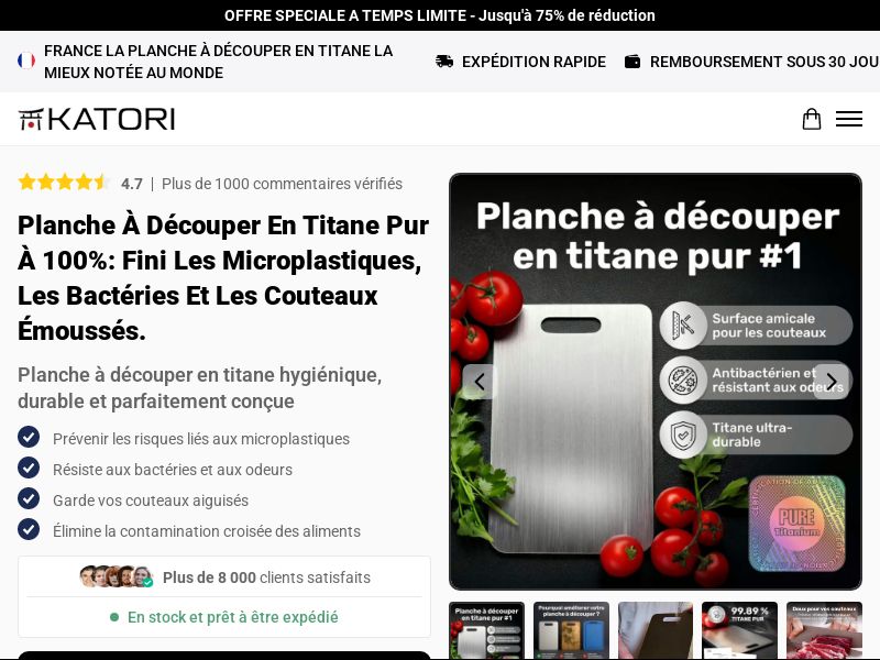 Katori Titanium Cutting Board - DTC [FR] (Social,Banner,Native,Push,SEO,Search,Brand Bidding) - CPA