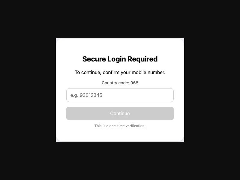 33641 - OM - [MOB] - Secure Login PIN - Omantel/Ooredoo - PIN