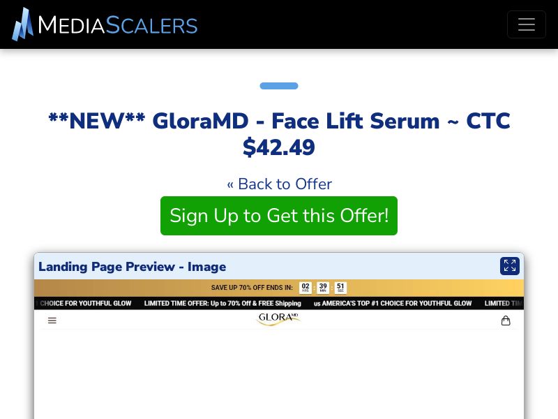 GloraMD - Face Lift Serum ~ CTC $42.49 {+DTC, Advertorial, Alt-Landers, Multi-Lang} [US, DE, CA, AU, UK, FR, IL, +232 More]