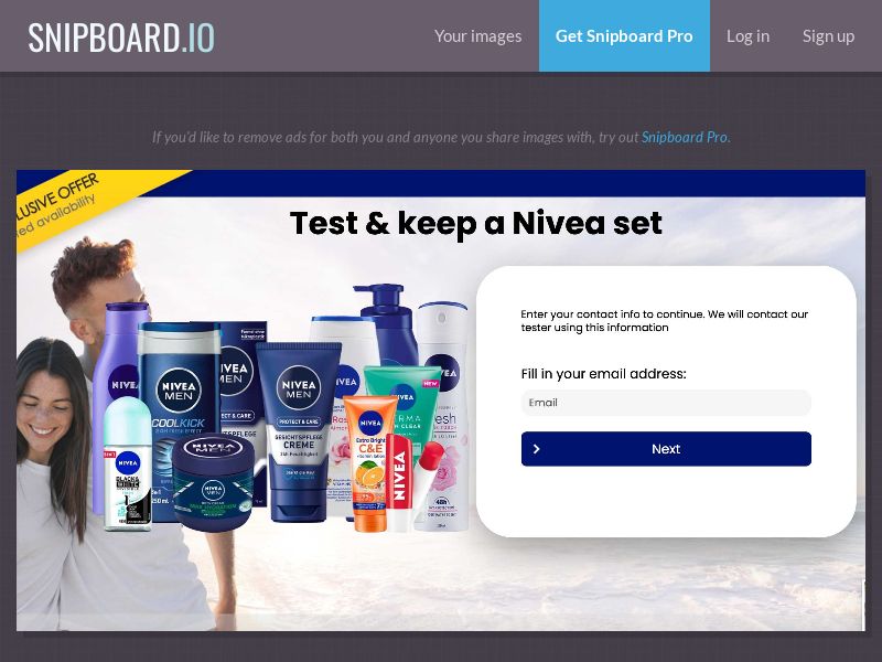 ForYouPromo - Test & keep Nivea set UK - SOI