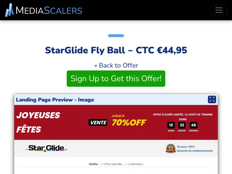 StarGlide Fly Ball ~ CTC €44,95 {+Advertorial, DTC, Alt-Landers} (Event Tracking) [FR]