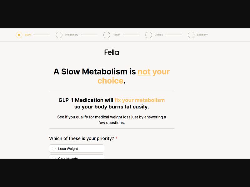 [WEB+MOB] Fella Health - GLP-1 Medication CTC £119.00 /UK CPS