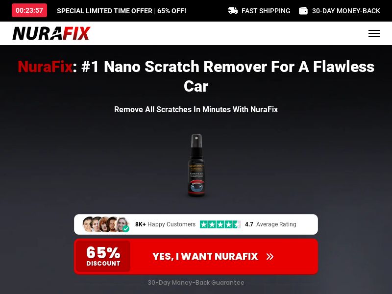 ! NEW OFFER - NuraFix Nano Car Spray - Product Page [INTL] (Social,Banner,Native,Push,SEO,Search,Brand Bidding) - CPA