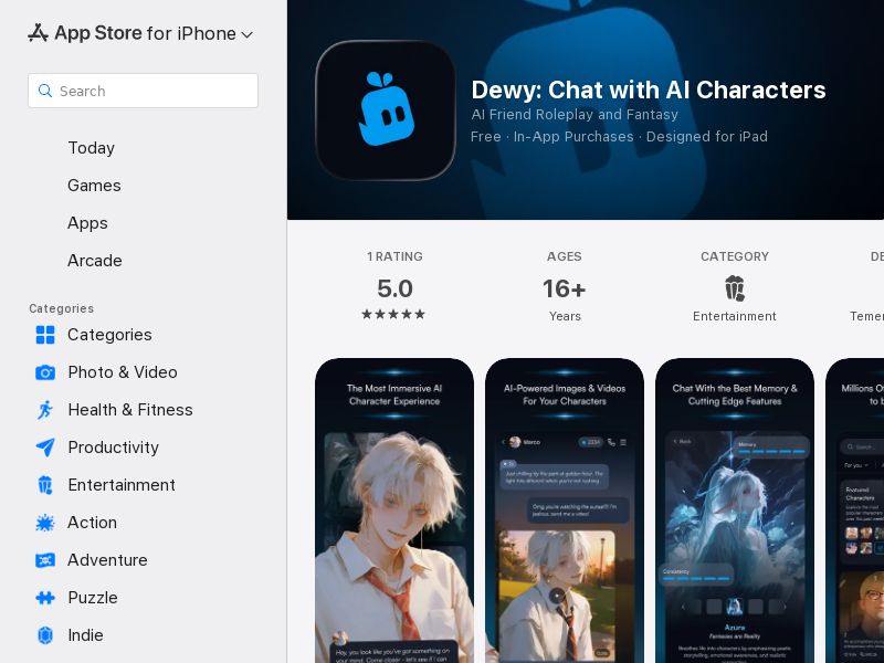 Dewy.chat – AI Chat Characters & Roleplay (20% RevShare)