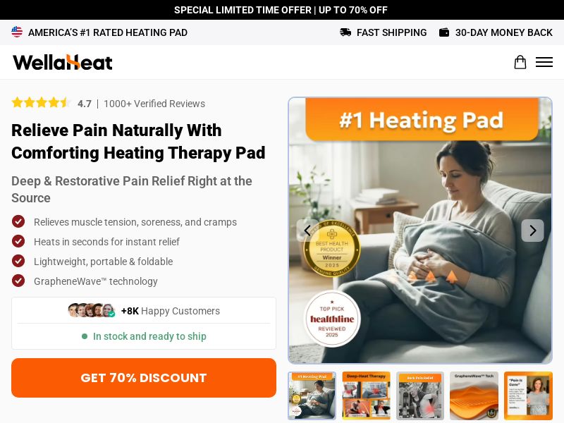 Heating Pad - WellaHeat - CTC $69.99 - CPA | US