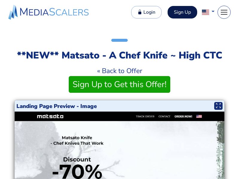 Matsato - A Chef Knife ~ High CTC {+Advertorial, Alt-Landers, DTC} (Event Tracking) [US, DE, CA, AU, UK, FR, IL, +44 More]