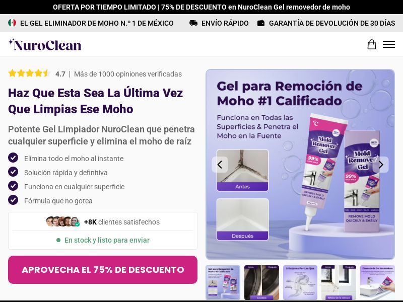 NuroClean Mold Remover [LATAM] (Social,Banner,Native,Push,SEO,Search,Brand Bidding) - CPA