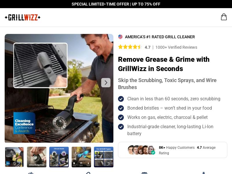 ! NEW OFFER - GrillWizz Grill Cleaner - DTC [INTL] (Social,Banner,Native,Push,SEO,Search,Brand Bidding) - CPA