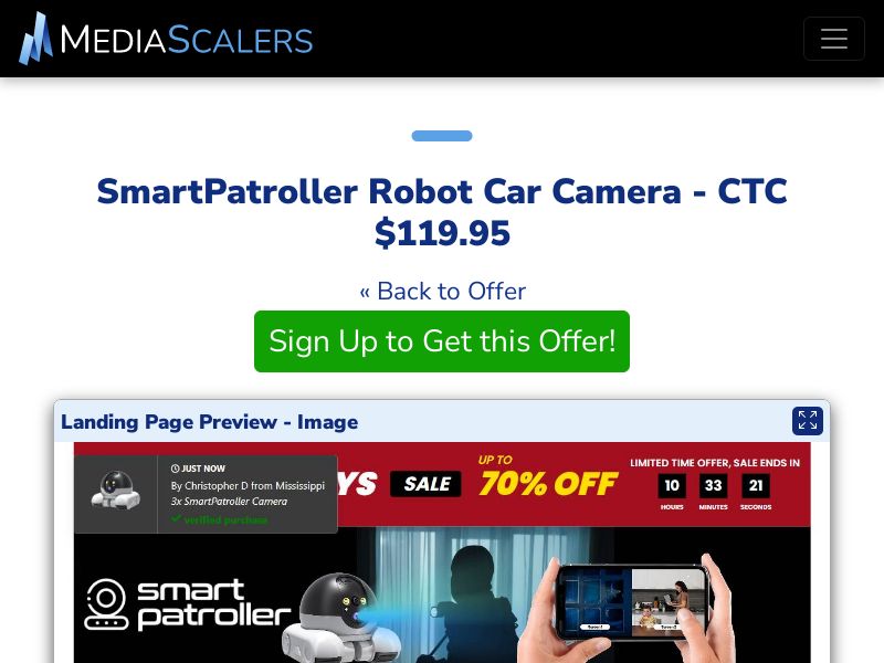 SmartPatroller Robot Car Camera - CTC $119.95 {+DTC, Alt-Landers} (Event Tracking) [US]