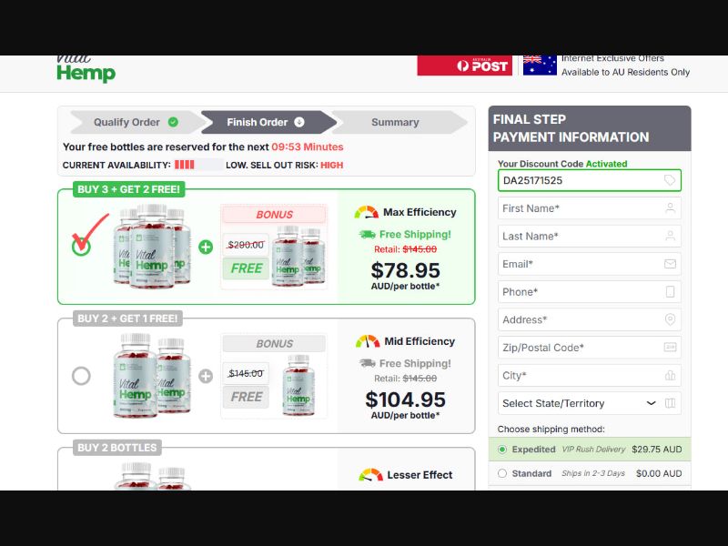 [WEB+MOB] Vital Hemp Gummies (Checkout page) /AU [CPS] *FB Pixel* [Approval Required]