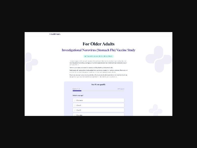 HealthMatch Clinical Trials - Norovirus Vaccine (60+) - CPL (US)